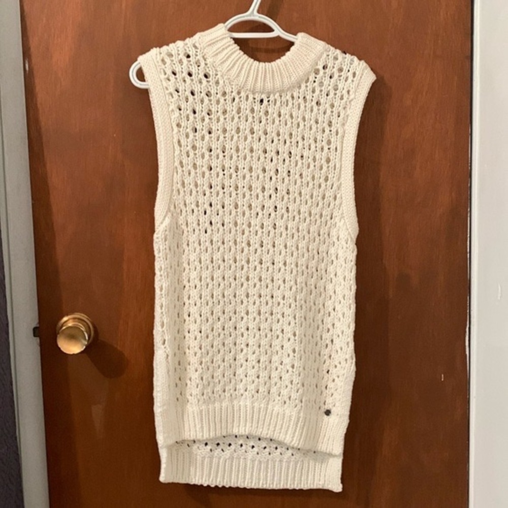 Roxy Cream Open-Knit Sleeveless Sweater Tank